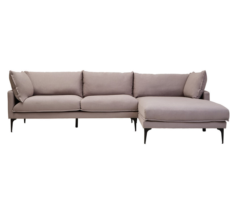 4 Seater Linen Sofa & Chaise, Grey
