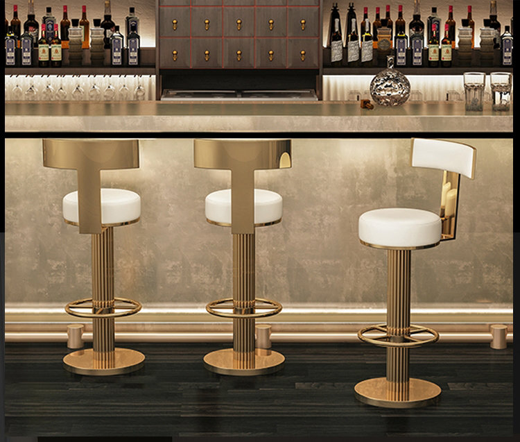 Adjustable Gold Bar Stools Frangia, Counter Height Frangia with Back BarStools for Kitchen Island Home Bar(1PCS)