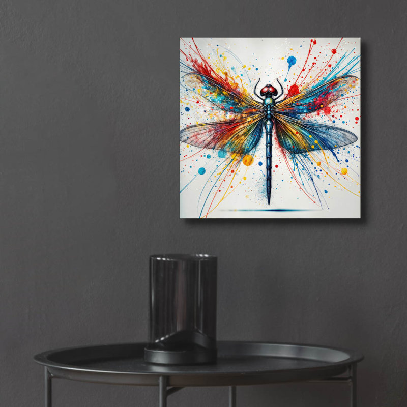 «Dragonfly» par Rey Klimt, art mural en verre acrylique, 12 po x 12 po