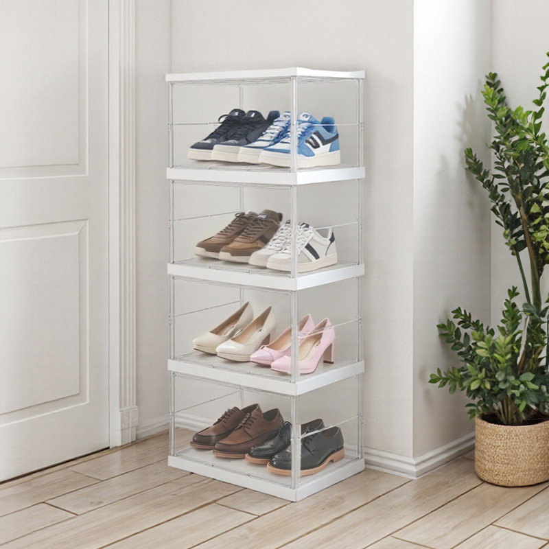 4 Pair Stackable Shoe Storage Cabinet