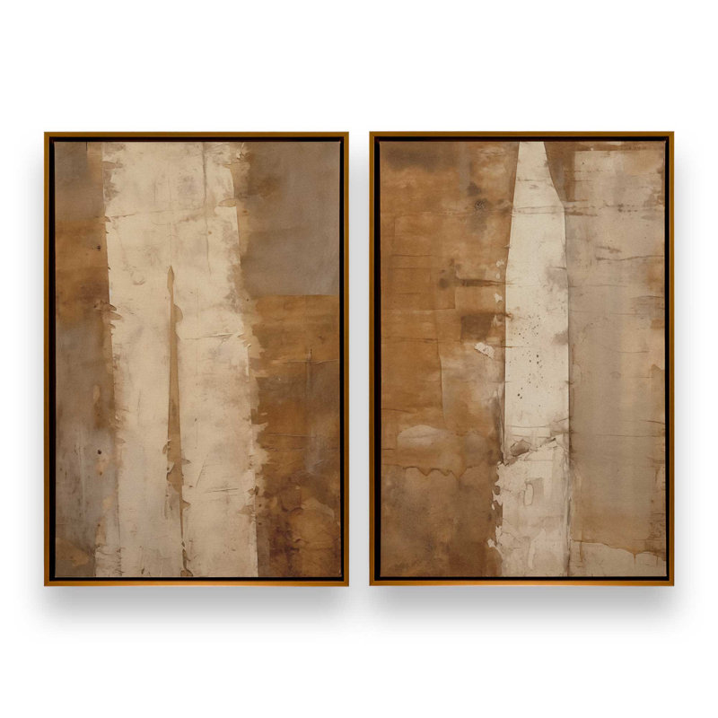 Ensemble de 2 impressions sur toile Sienna, Cadre flottant or poli, H 12,75 po x l 17,5 po x P 1,75 po
