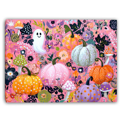 Art mural sur toile tendue citrouilles et champignons