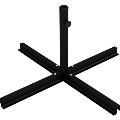 Base de parasol noire à base croisée pour l'extérieur, offrant un support de parasol stable en noir
