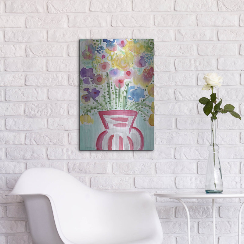 "Vase rouge de fleurs" par Linda Woods, H 24 po x l 16 po