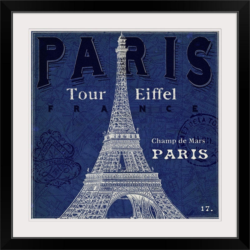 « blueprint tour eiffel » par sue schlabach, impression, Cadre noir, H 32 po x l 32 po x P 1 po