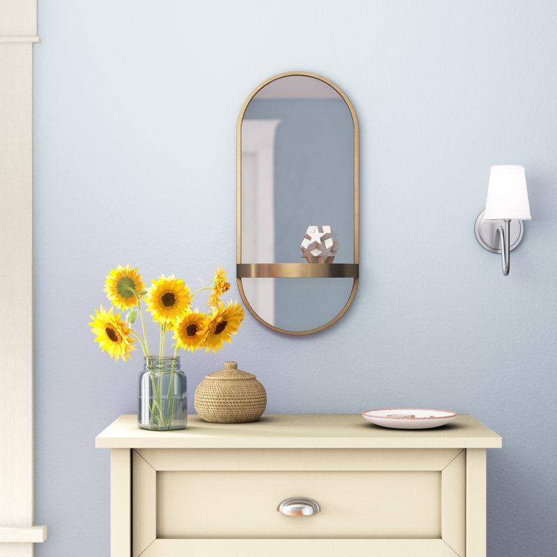 Miroir biseauté moderne et contemporain Lumi, Doré, H 38 po x l 16 po