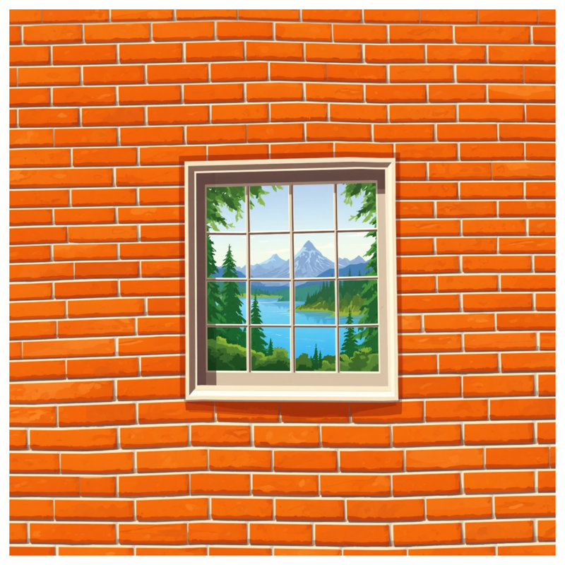 Brick Wall Window Bath Mat, 24in W x 17in L