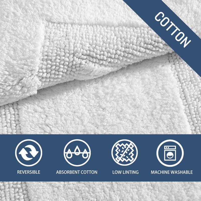 Long Branch Bath Rug, White, 21 x 34
