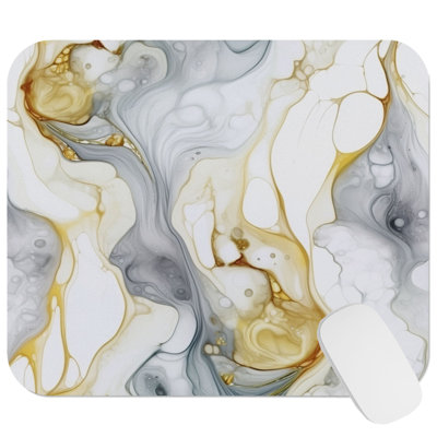 Abstract Golden Strokes VII Modern Gaming Cute Office Laptop Desk Pad Gift Mat Square Rectangle Non-Slip Mousepad