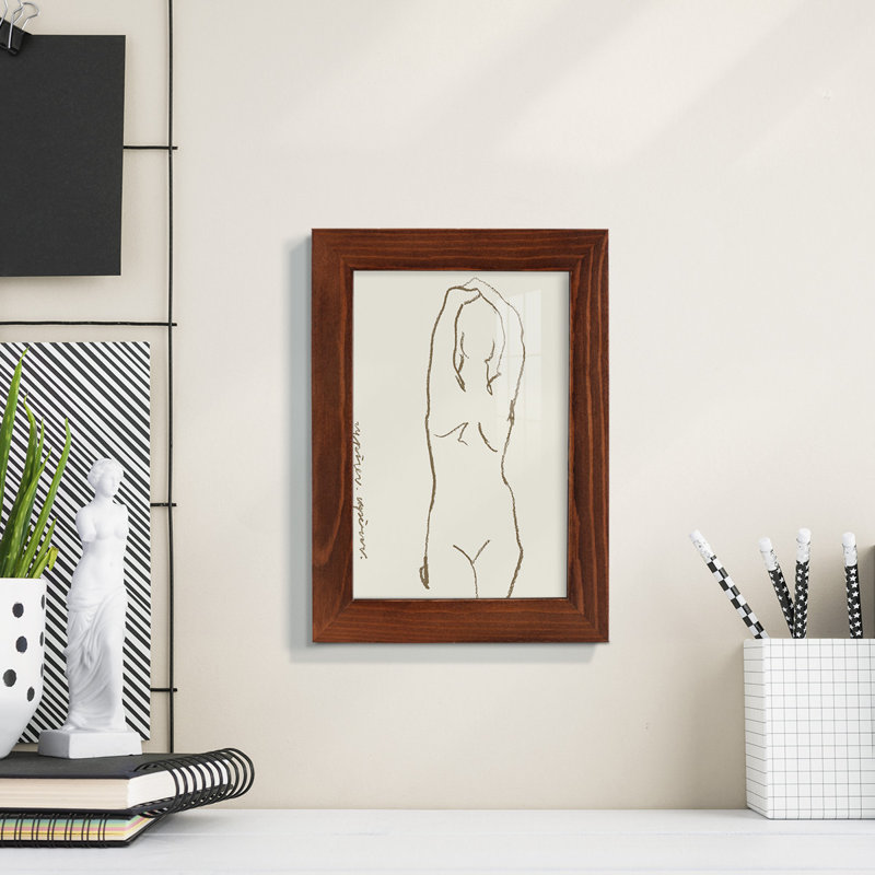 Toi et moi I, impression sur papier, H 9 po x l 7 po x P 1 po, Cadre châtaignier