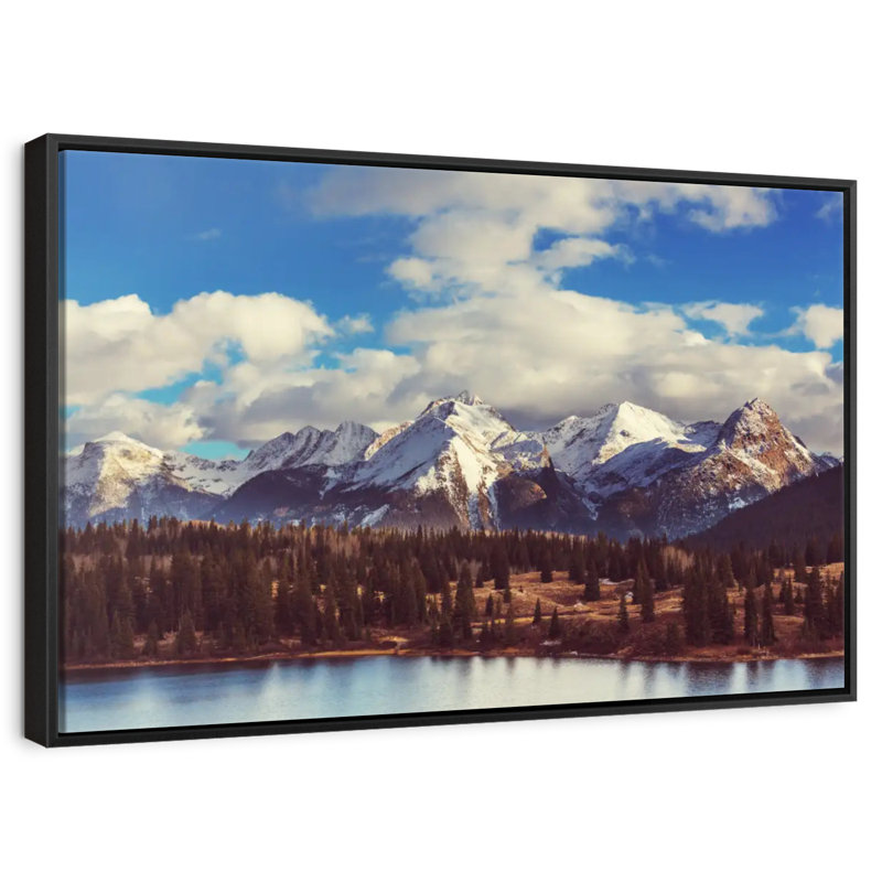 Paysage de montagnes Rocheuses, Cadre flottant noir, 37 po x 25 po