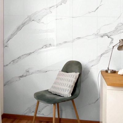 10pcs Thick Marble Peel and Stick Waterproof Wall Panels,Heat-Resistant Backsplash Tile, 23.6"x11.8"