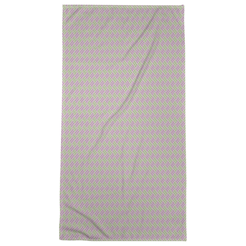 Serviette de bain à carreaux à rayures elizabeth katelyn, Rose / Vert