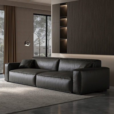 Black Genuine Leather Modular Sofa