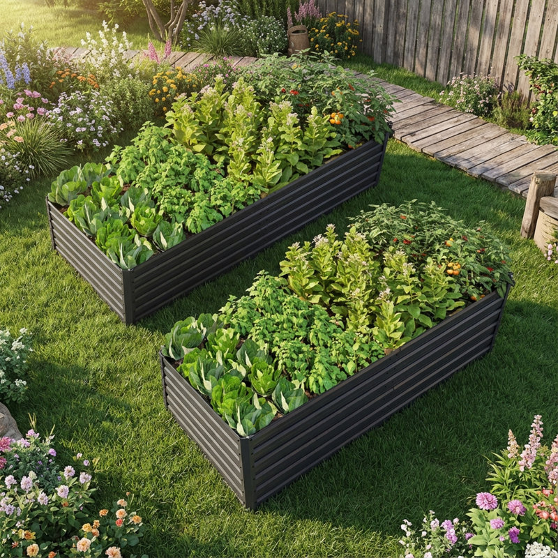 Jardin surélevé en métal galvanisé, 25" H x 86.3" W x 44.1" D