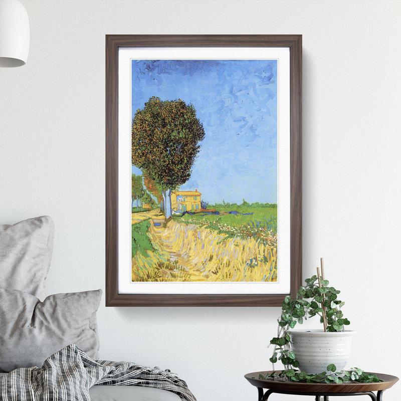 A Lane Near Arles by Vincent Van Gogh - Picture Frame Painting, Walnut Framed, 36cm H x 27cm W x 2cm D