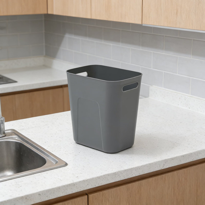 3.5 Gallon Rectangular Trash Can For Small Spaces, Durable Plastic Wastebasket For Bathroom, Kitchen, Office, Laundry Room, And Dorm