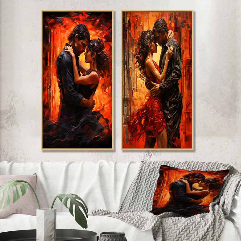 Dance Tango Temptation - ensemble d'art mural sur toile Dance, Encadrement brun, H 32 po x l 33 po