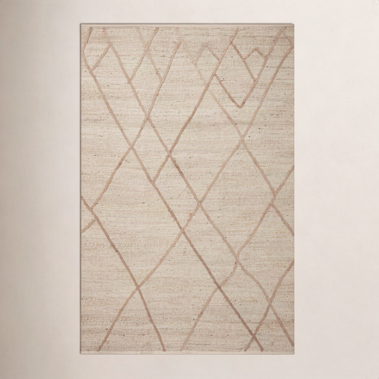 Albemarie Ivory Natural Hand-Woven Geometric Rug, Rectangle 2'6" x 7'6"