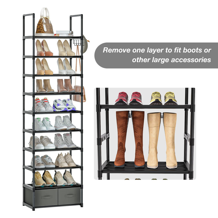 20 Pair Stackable Shoe Rack Rebrilliant Finish: Black