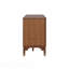 Meuble télé Mid-Century moderne avec pieds dorés et tablettes réglables avec finition noyer