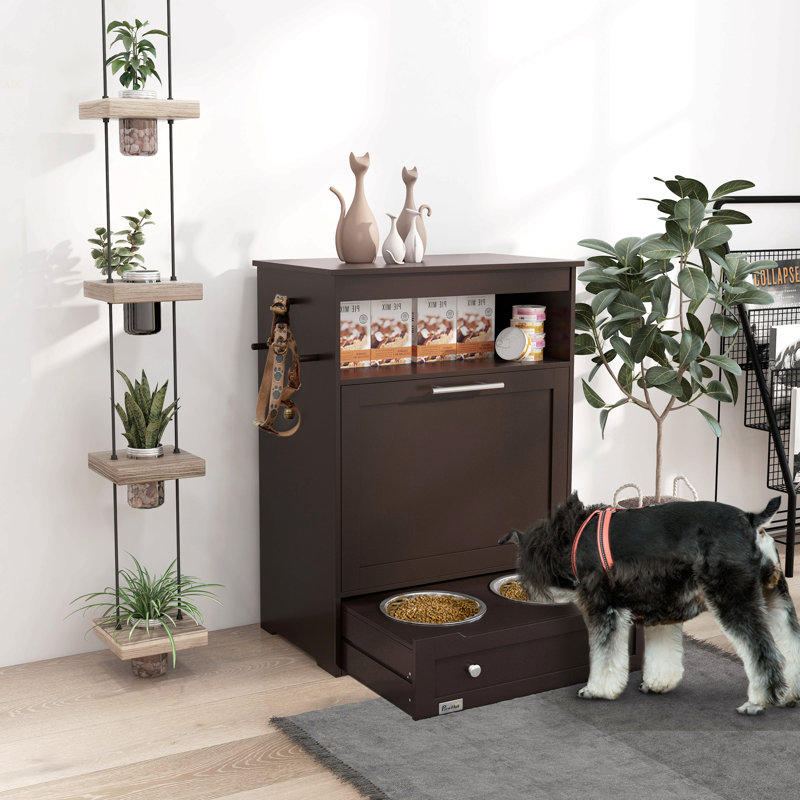 Station d'alimentation pour animaux Pawhut, Brun