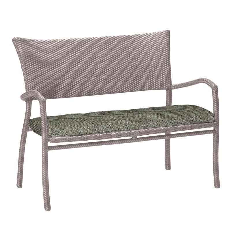 Skye Wicker Garden Bench, Slate Gray, Intermix Bark, Welt