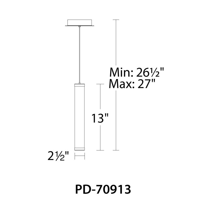 Luminaire suspendu cylindrique à 1 lumière DEL Mizuki, Nickel brossé, 13"