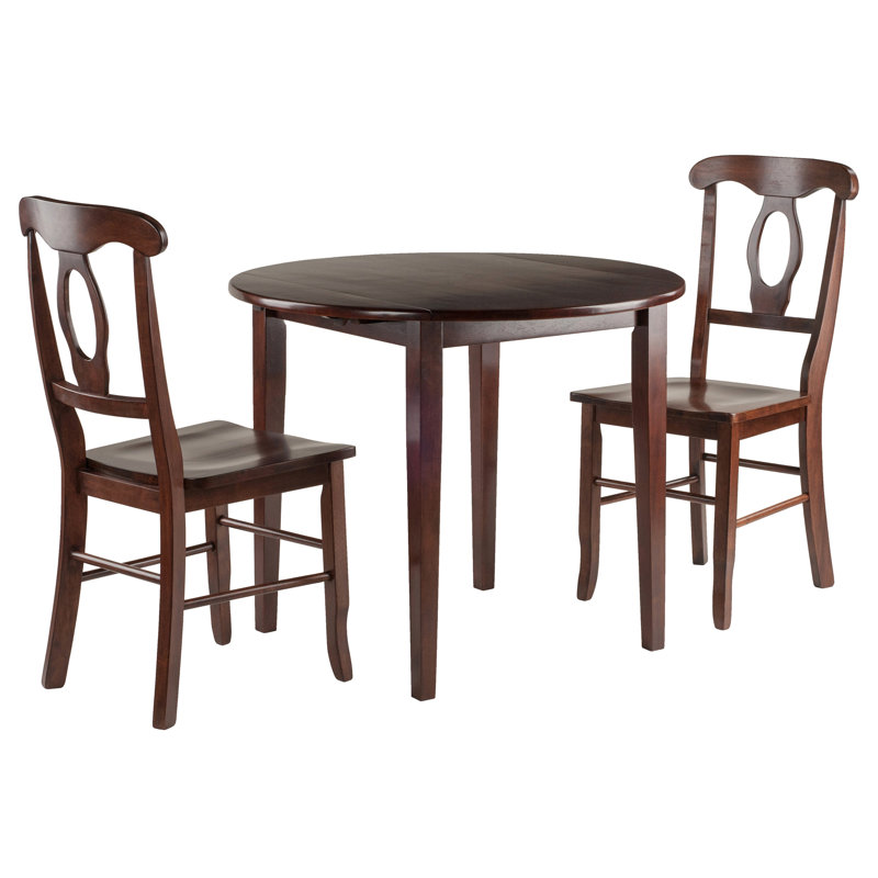 Ensemble de salle à manger en bois massif à abattants 3 pièces Almaraz, H 36,65 po x l 17,36 po x P 21,14 po