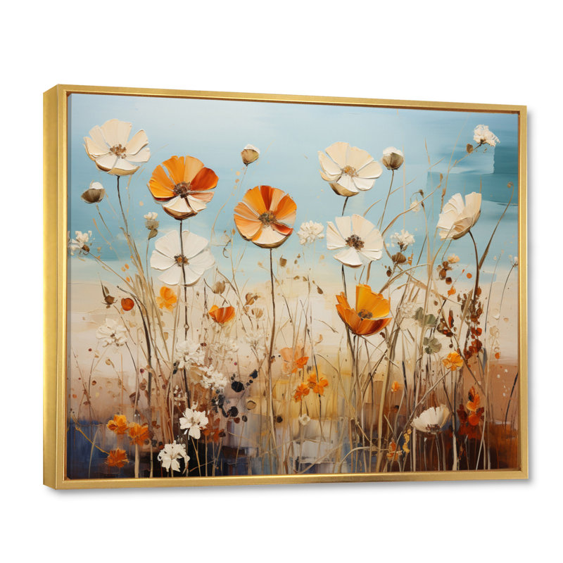 «Meadow Expressive Fields Pointillism I», reproduction sur toile, H 30 po x l 40 po x P 1,5 po, Cadre flottant doré