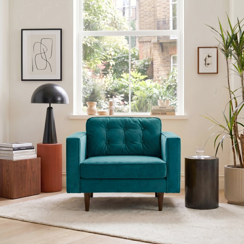 Ney 95.76Cm Wide Tufted Armchair, Teal