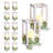 12 Set/36 Pcs Wooden Wedding Lantern Centerpiece, Includes 12 Wooden Lantern Candle Holder 12 Flameless LED Candle 12 Eucalyptus Leaves Wreath for Wedding Table Party Farmhouse Decor, White-791600407