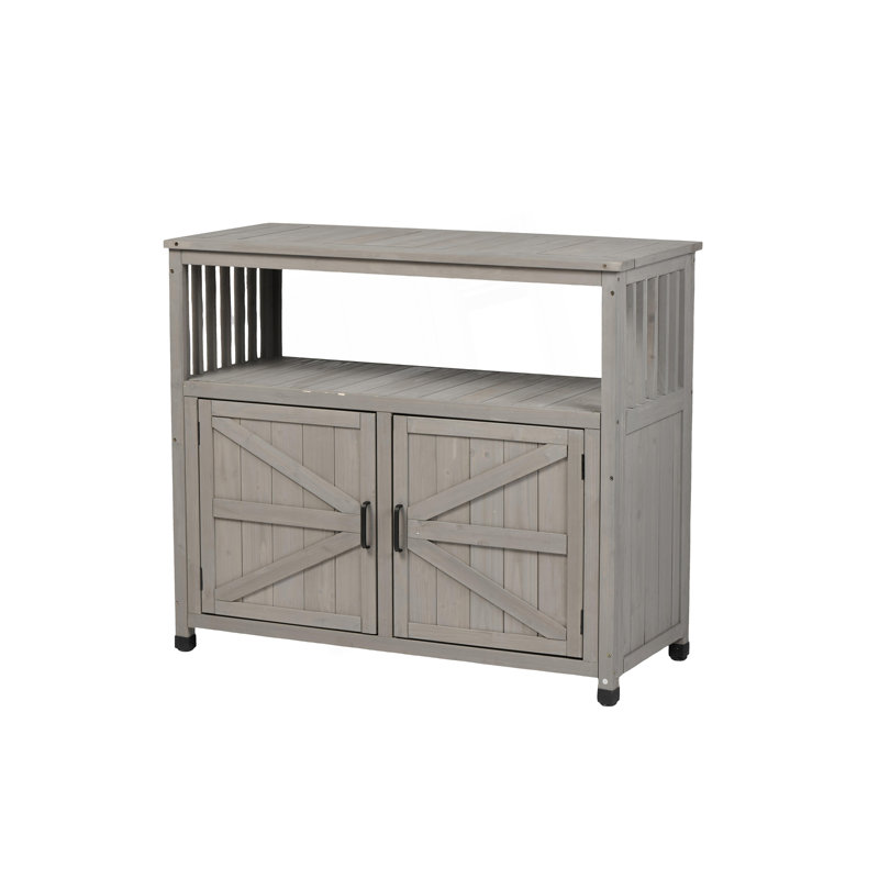 Patio Bar Table With Storage, Buffet Cabinet Sideboard