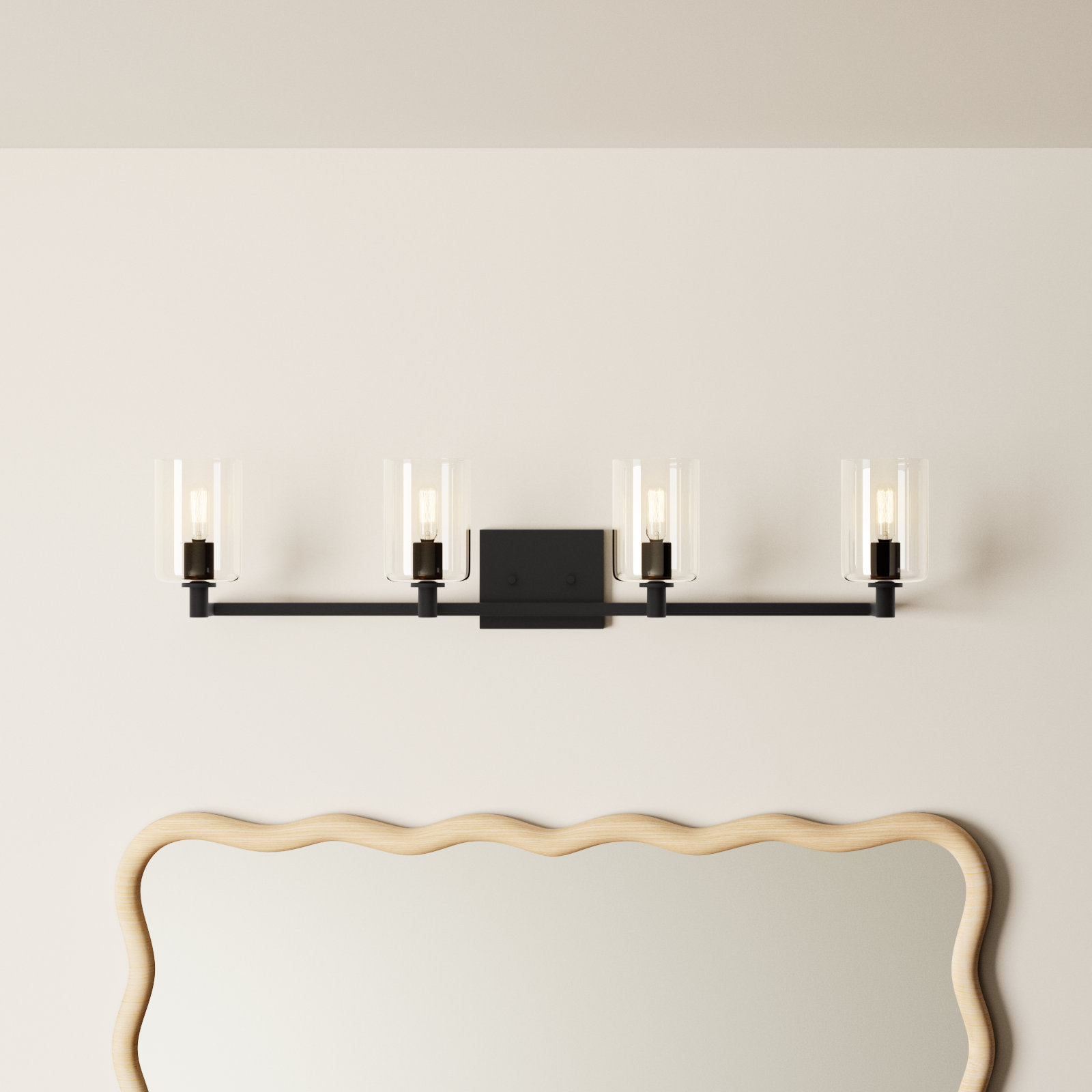 Haines 4 Light Transparent Dimmable Vanity Light, Midnight Black