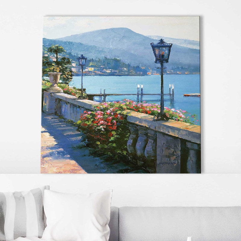 «Bellagio Promenade II» par Howard Behrens - Peinture, Toile tendue, H 36 po x l 36 po x P 1,5 po