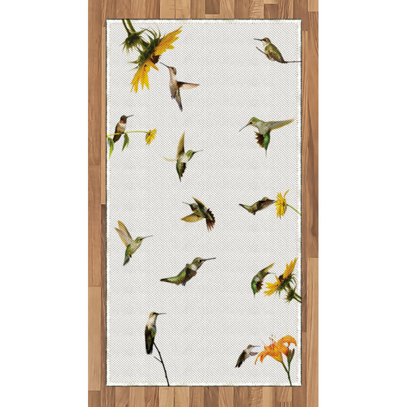 Hummingbirds High Density Long Fiber Poly Threads Decorative Area Rug Carpet, Rectangle 2'7" x 5'
