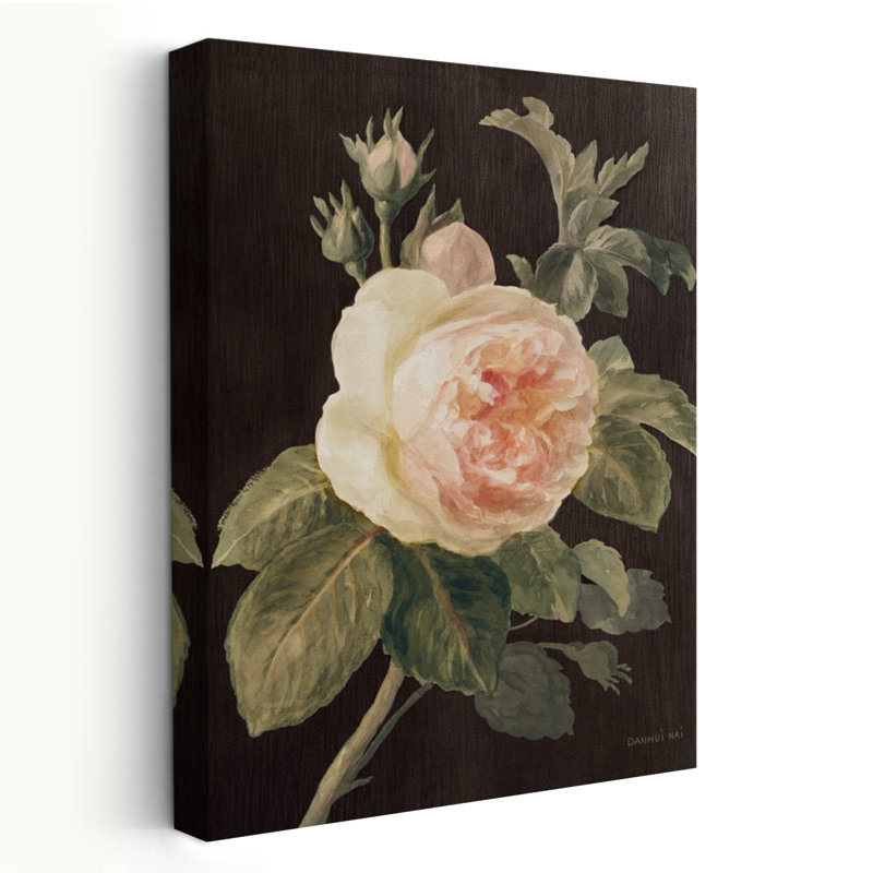 Art noir et rose héritage sur fond noir, H 24 po x l 16 po