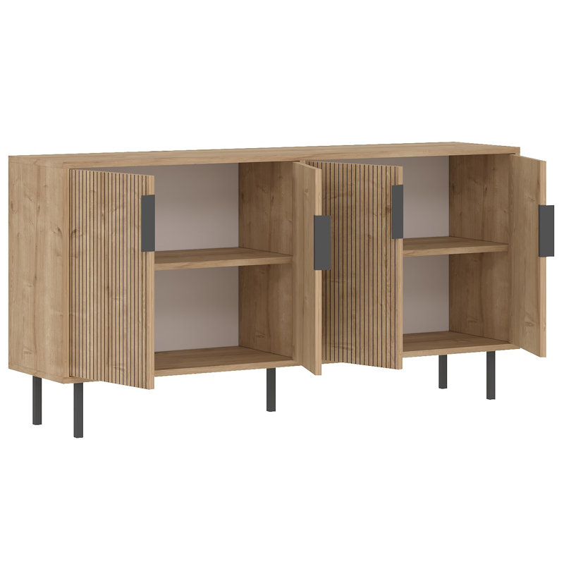 Console moderne, chêne saphir, 59,1 po x 29,5 po x 14,2 po | 100% panneau de particules enduit de mélamine, épaisseur: 0,7 pouce | Conception élégante et fonctionnelle pour le salon et le vestibule, durable et élégante