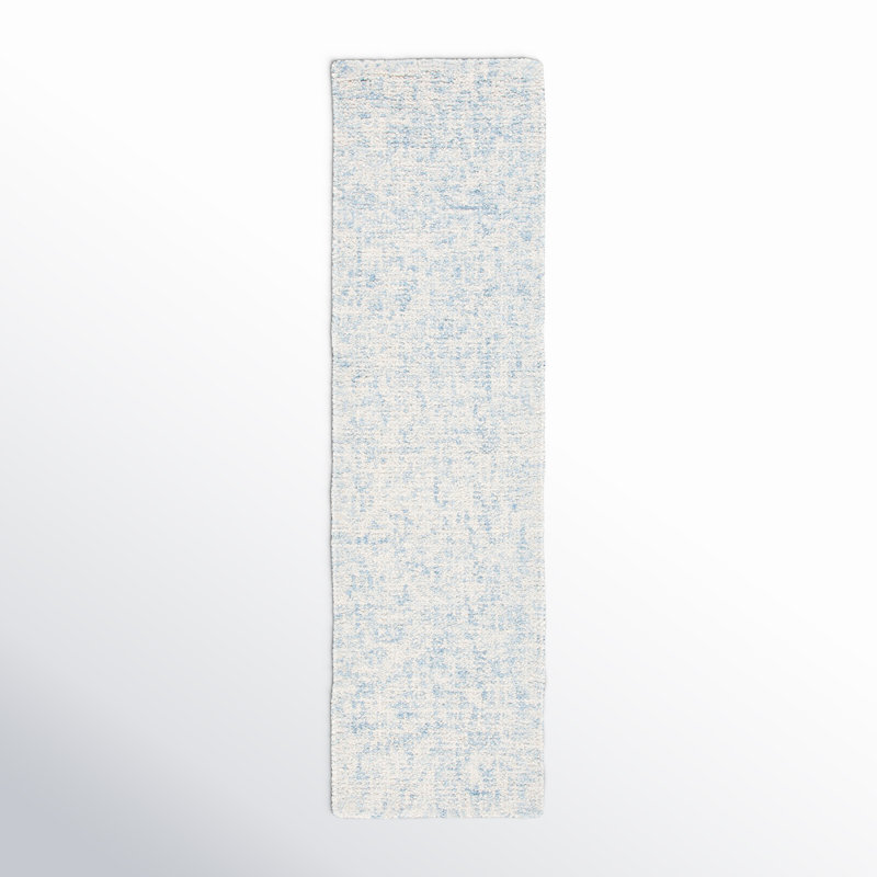 Fredi Abstract Hand Tufted Wool/Cotton Area Rug in Light Blue/Ivory, Runner 2'3" x 5'