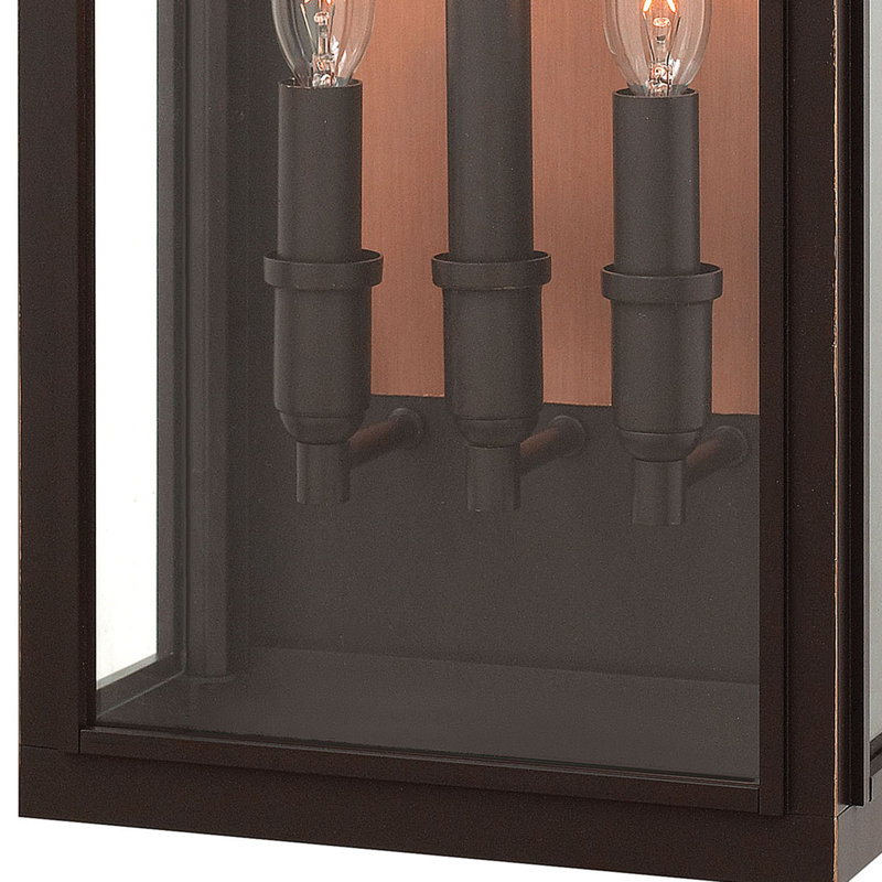 Lanterne murale d'extérieur 3 lumières Sutcliffe, Bronze frotté à l'huile, DEL intégrées