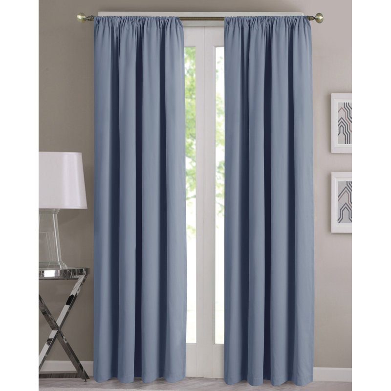 Prine Solid Room Darkening Thermal Single Curtain Panel, Blue