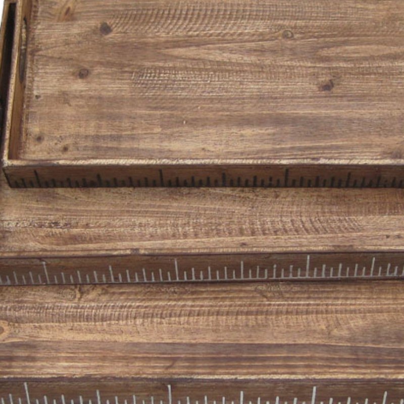 Ensemble de plateaux de service en bois 3 pièces Aske, Brun