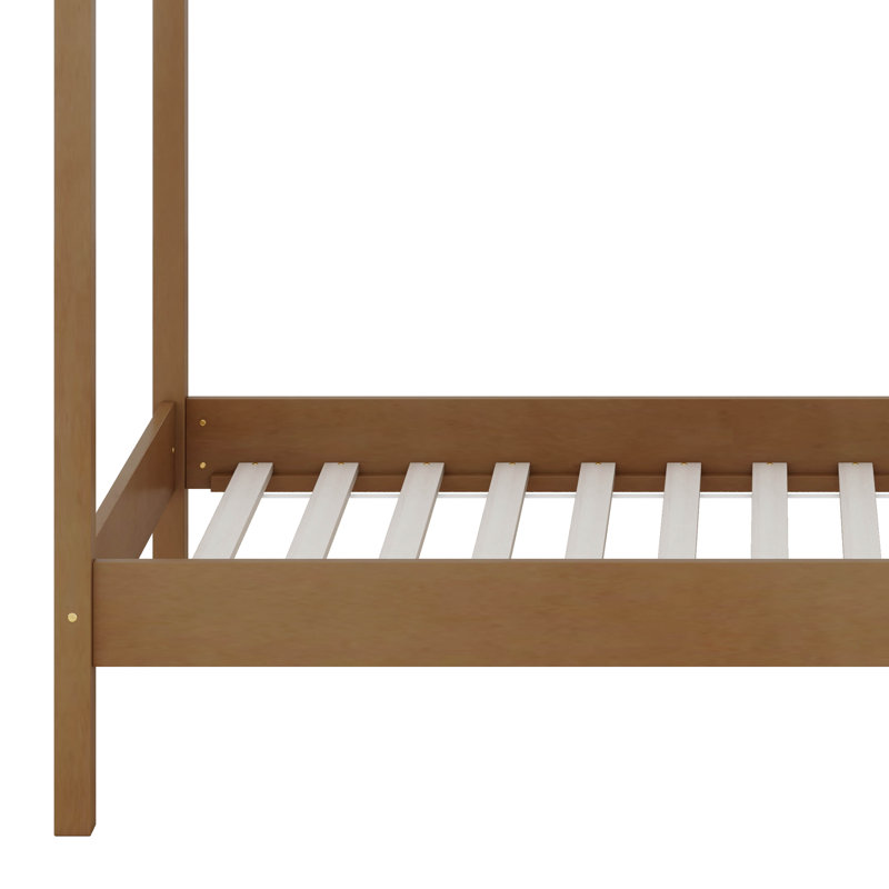 Twin Over Twin Upholstered Bunk Bed Frame With Ladder, Safety Guardrails
