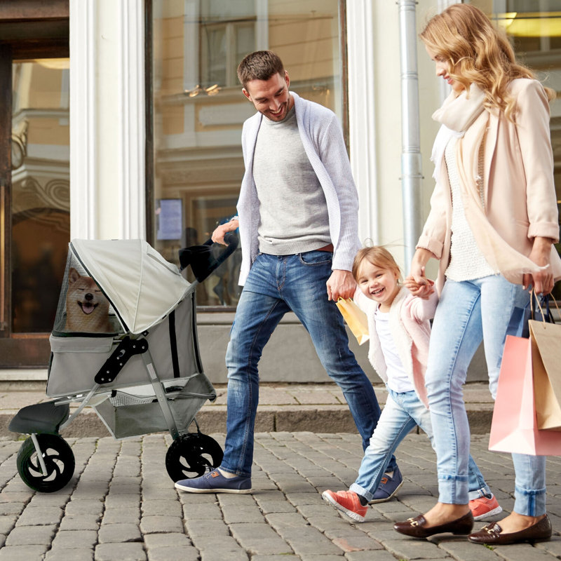 Critter Sitters Gray 3-Wheel Pet Stroller for Small to Medium Dogs