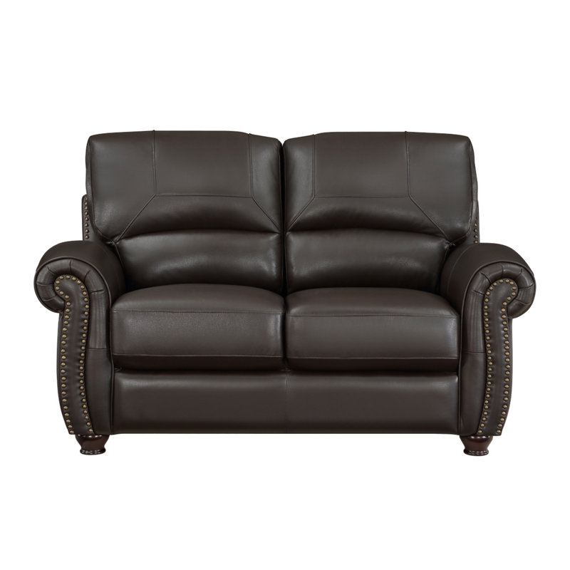 Adenn 62.5'' Faux Leather Loveseat, Brown Faux Leather
