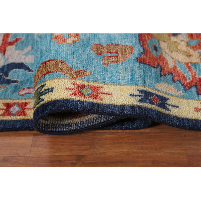 Tapis bleu fait à la main Oushak 9 x 12