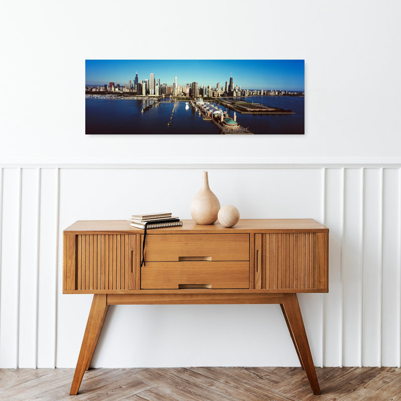 Pier on a lake Navy Pier Lake Michigan Chicago Cook County Illinois USA 1 Piece Wrapped Canvas Panoramic Wall Art