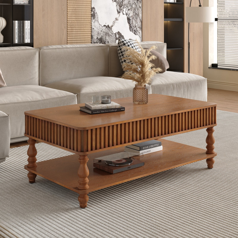 Plateau relevable avec rangement, Brun antique