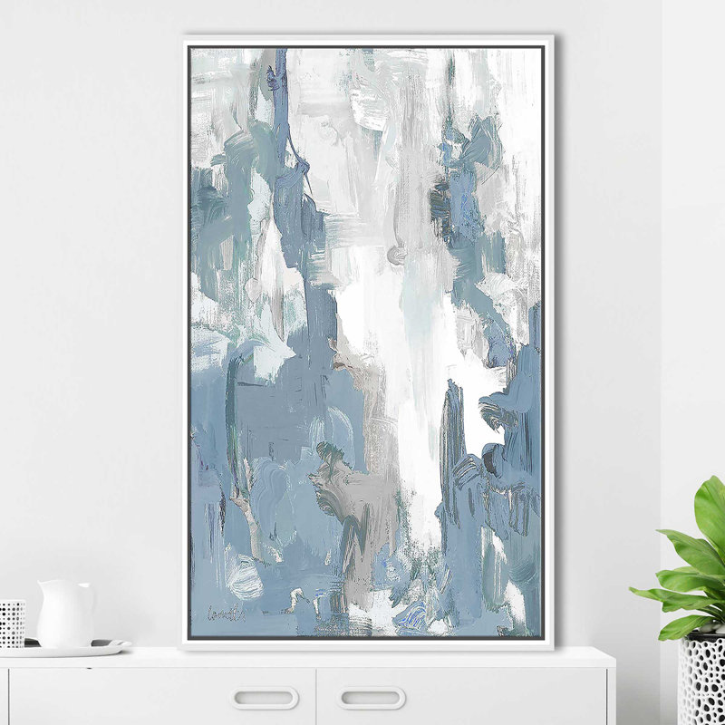 «Blue Serenade I» par Lanie Loreth - Peinture, Cadre flottant blanc, H 33,5 po x l 21,5 po x P 2 po