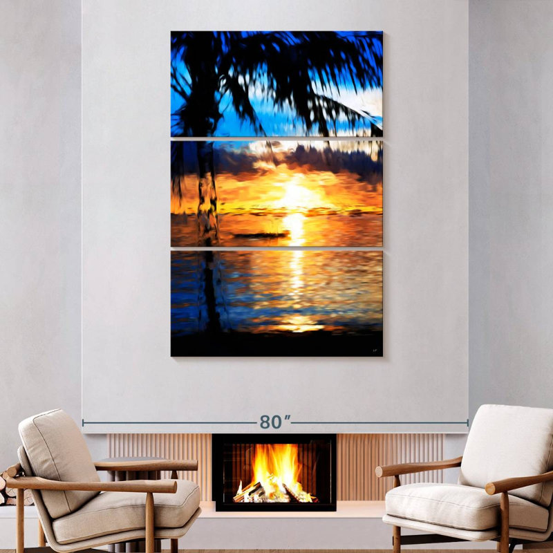 Blue Sunset Paradise, 74" H x 48" W